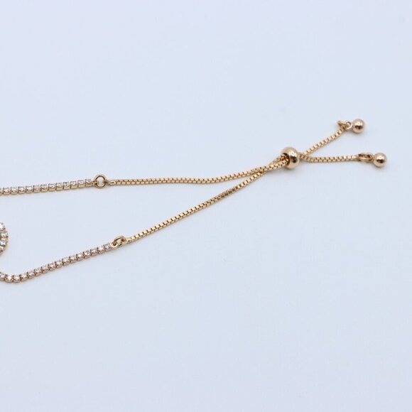 Chic Rose Gold Plated Adjustable A-Bracelet with Sparkling Design, XPAB0608 - Picture 2 of 11